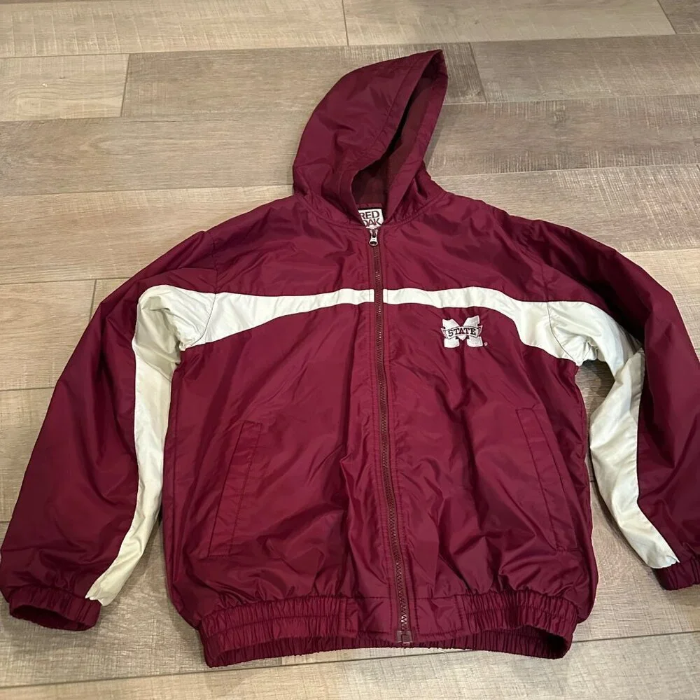 RED OAK SPORTS WEAR YOUTH RED MISSISSIPPI BULLDOGS HOODED JACKET XL